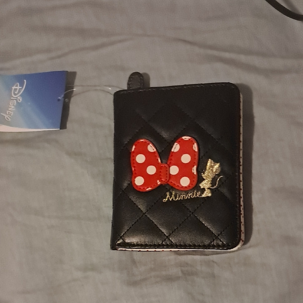 Disney Black Quilted Wallet with Red Polka Dot Bow